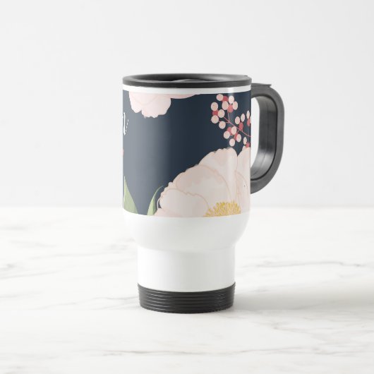 Tasse à café de 15 onces personnalisée Flore blanc (Devant droit)
