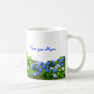 Tasse à café de maman aux hortensias bleus