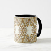 Tasse à café décorative en or avec fleurs blanches (Devant droit)