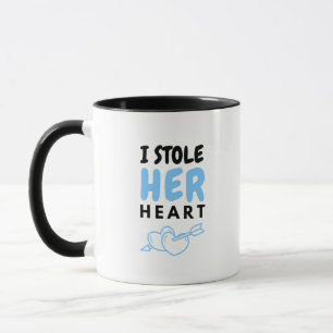 Tasse à café design lettre bleu mignon