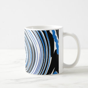 Tasse à café design tourbillon noir et bleu