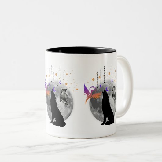 Tasse à café design Wolf-Moon-Phoenix-Owl-design g (Devant droit)