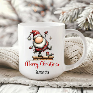 Tasse à café dessinée à la main avec un Père Noël