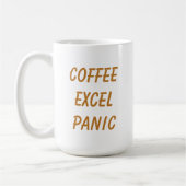 Tasse à café drôle "Café, Excel, Panique, Répéter" (Gauche)