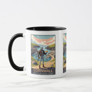 Tasse à café drôle de Cornwall de style WPA