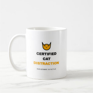 Tasse à café drôle de distraction de chat certifié