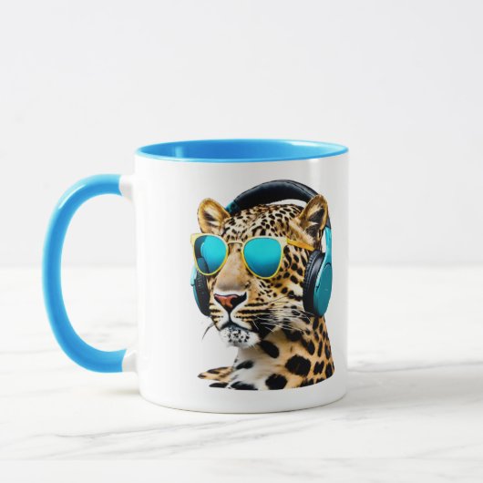 Tasse à café drôle de léopard Jammin' (Gauche)
