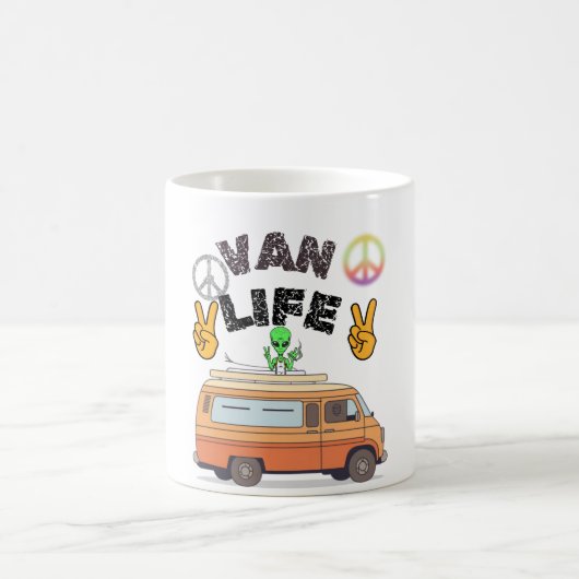 Tasse à café drôle de signe de paix d'alien de vie (Centre)
