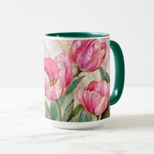 Tasse à café élégante à la tulipe rose