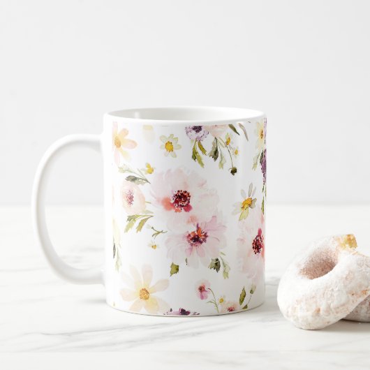 Tasse à café élégante – Aquarelle (Avec donut)