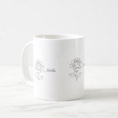 Tasse à café élégante de fleur de naissance - Nom (Devant gauche)