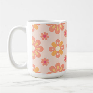 Tasse à café élégante orange géométrique rétro flo