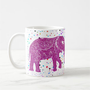 Tasse à café éléphant pailleté rose