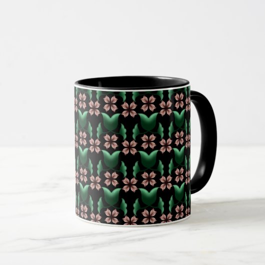 Tasse à café Émeraude & Blush Botanique (Devant droit)
