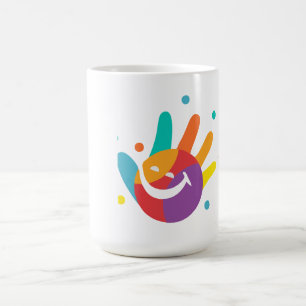Tasse à café empreinte de main sourire coloré mign