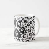 Tasse à café empreintes de pattes de chien noir et (Devant droit)