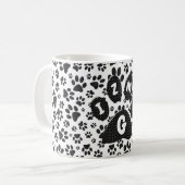 Tasse à café empreintes de pattes de chien noir et (Devant gauche)