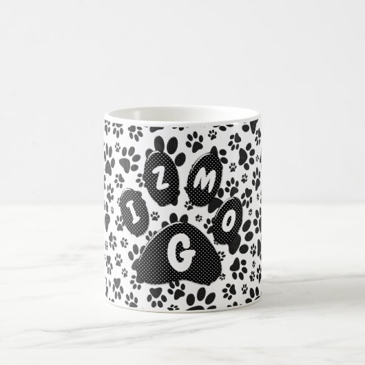 Tasse à café empreintes de pattes de chien noir et (Centre)