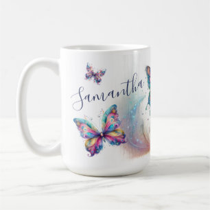 Tasse à café en art papillon pastel personnalisé