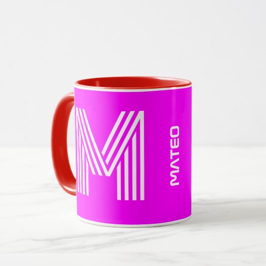 Tasse à café en céramique à monogramme initial ros (Devant gauche)