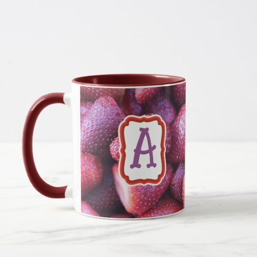 Tasse à café en céramique à motif fraise rouge vib (Gauche)