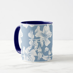 Tasse à café en céramique avec dessin floral en bl