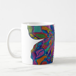 Tasse à café en céramique florale papillon arc-en-