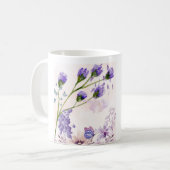 Tasse à café en céramique florale violette | Flux (Devant gauche)