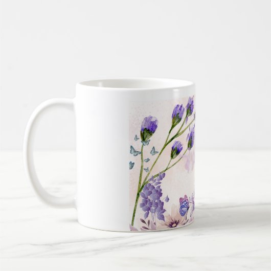 Tasse à café en céramique florale violette | Flux (Gauche)