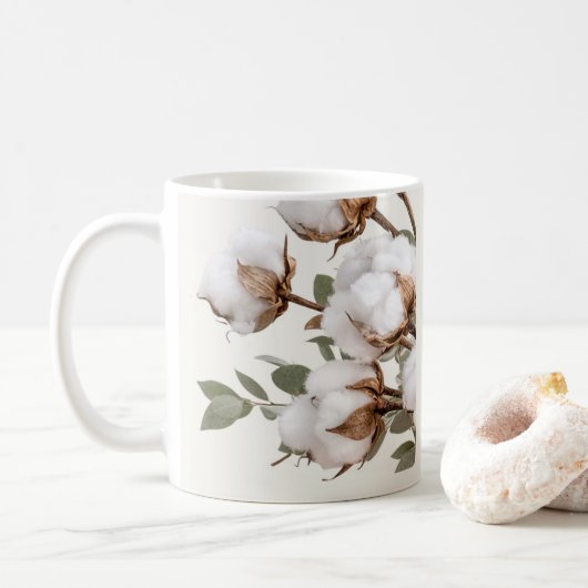 Tasse à café en coton imprimé botanique neutre (Avec donut)