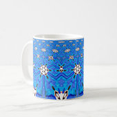 tasse à café en grille bleue géométrique (Devant gauche)