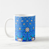 tasse à café en grille bleue géométrique (Gauche)