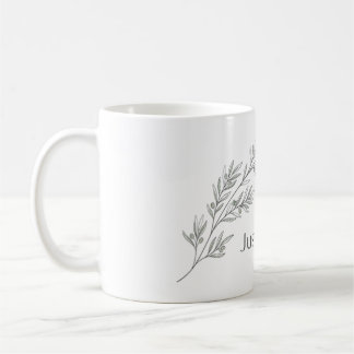 Tasse à café en ligne artistique avec branche d'ol