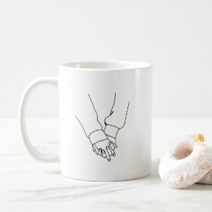 Tasse à café en ligne artistique minimaliste Mains