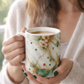Tasse à café en marbre blanc & or & vert de luxe –