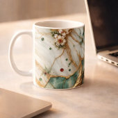 Tasse à café en marbre blanc & or & vert de luxe –