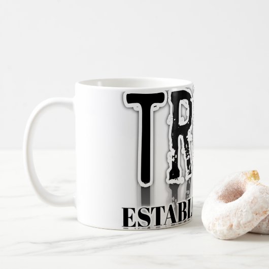 Tasse à café en typographie « Confiance » minimali (Avec donut)