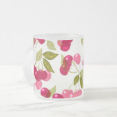 Tasse à café en verre dépoli de cerise mûre (Devant gauche)