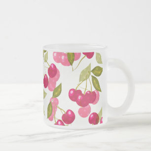 Tasse à café en verre givré cerise mûre