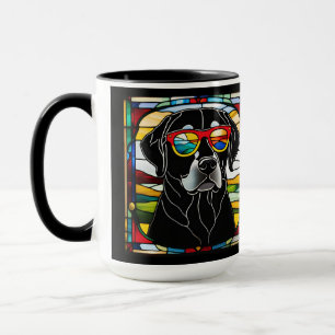 Tasse à café en verre teinté Labrador noir drôle