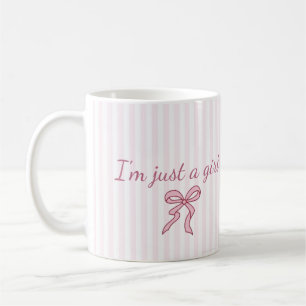Tasse à café esthétique - Rayures rose pastel et n