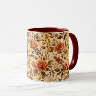 Tasse à café esthétique vintage florale marron