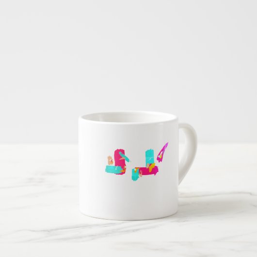 Tasse à café expresso turquoise d'art abstrait (Devant droit)