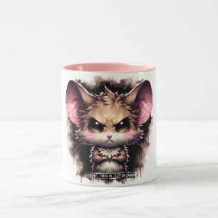 Tasse à café fantaisiste avec une souris en colère