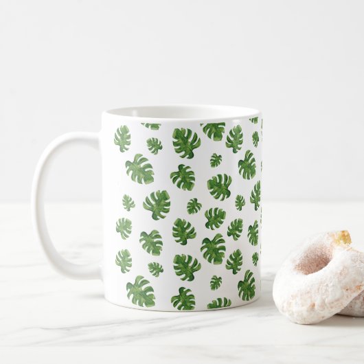 Tasse à café feuille de Monstera (Avec donut)