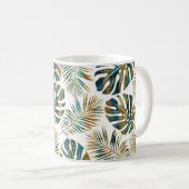 Tasse à café feuille turquoise et dorée (Devant droit)