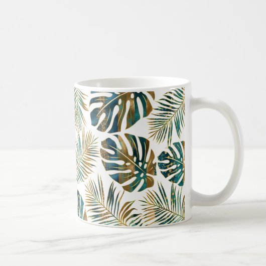 Tasse à café feuille turquoise et dorée (Droite)
