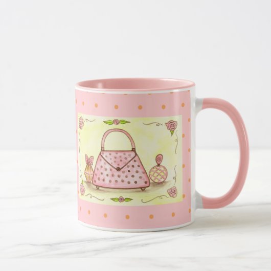 Tasse à café flacon de parfum à sac rose (Droite)