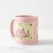 Tasse à café flacon de parfum à sac rose (Devant gauche)