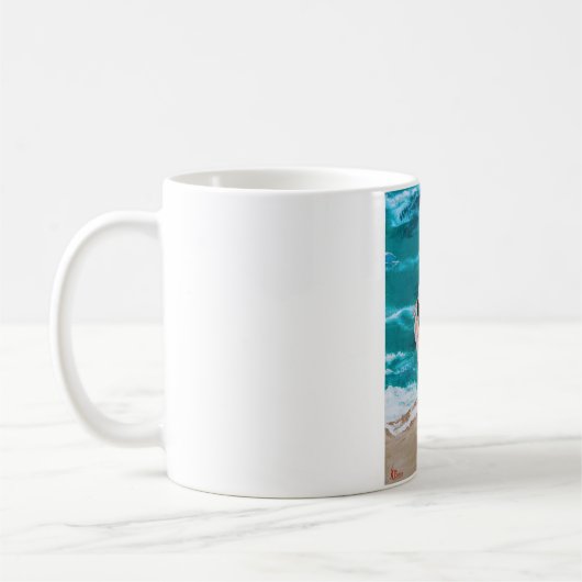 Tasse à café flamingo rose de plage tropicale (Gauche)